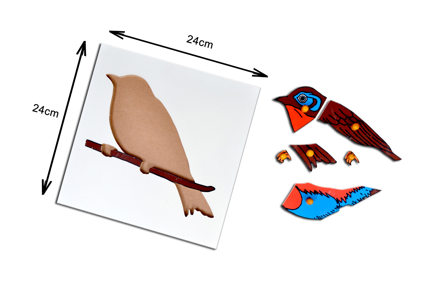Kidken Montessori Bird Puzzle | Wooden Pegged Bird Puzzle for 2+ year Kids | Early Educational Toy Gift