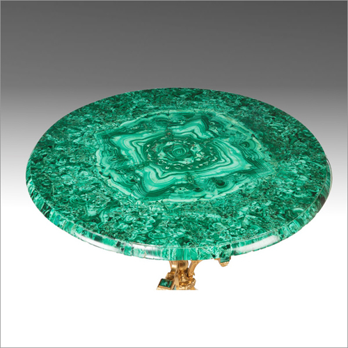 Gems Stone Table Top (Malachite Table By MUGHAL INLAY ART
