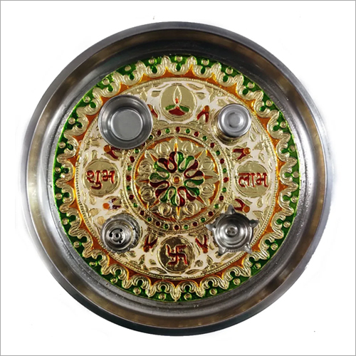 Meenakari Steel Pooja Thali Size: Different Size Available