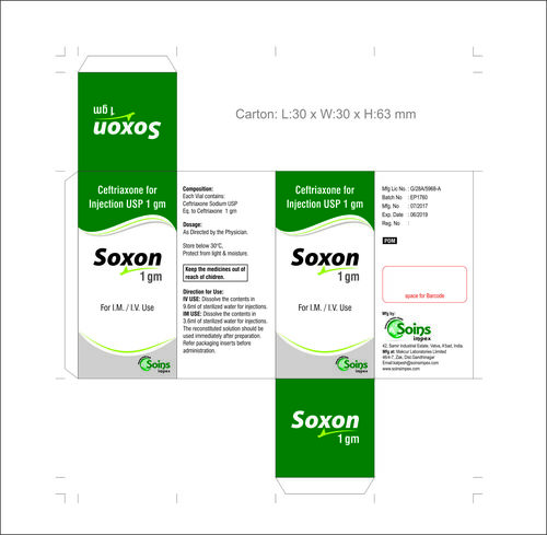 Ceftriaxone For Injection Usp 1gm
