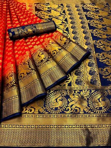 Hathi Banarasi Silk Brocket Saree - 6.3 Meter Premium Quality | Multi Colour, Traditional Style for All Seasons