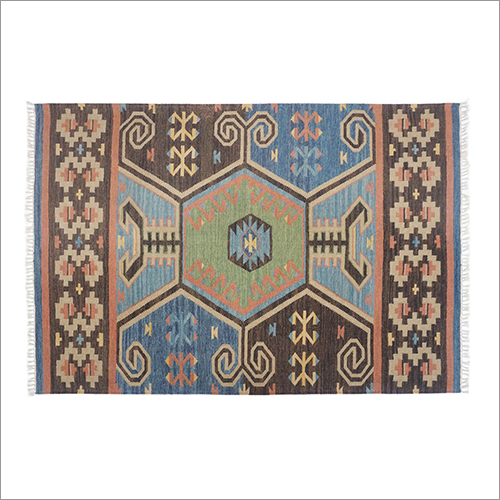 Multicolor Hand Woven Woolen Flat Weave Floor Kilim