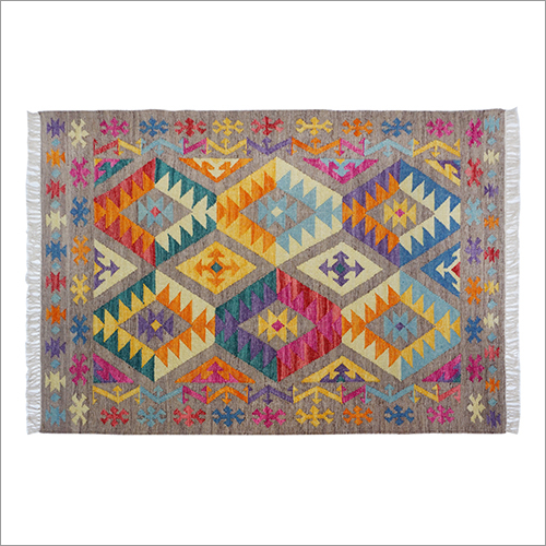 Multicolor Hand Woven Woolen & Cotton Flat Weave Kilim