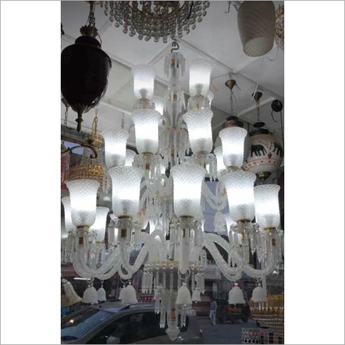 Samadaan Frosted 42 Light White Glass Chandelier
