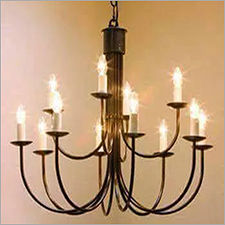 12 Light Iron Chandelier Brown Finish