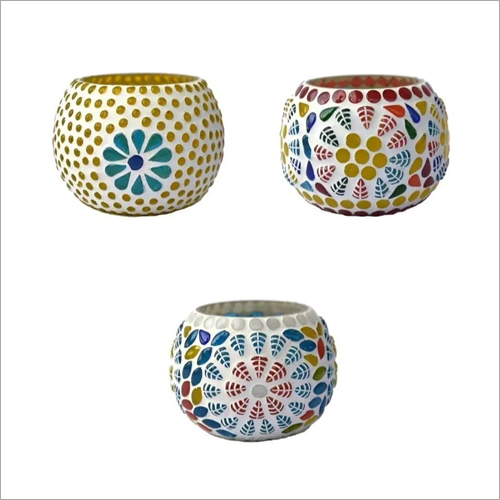 3 Inch Votive Holder With Glass Rolly Polly Musaic