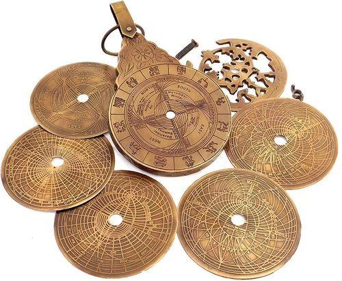 Brass Nautical English Arabic Calendar Astrolabe Arabic Globe Navigation Astrological Calendar