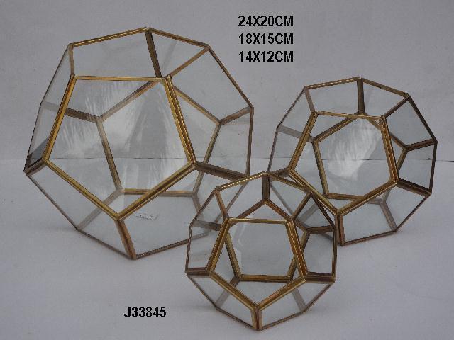 Geometric Glass and Brass Terrarium
