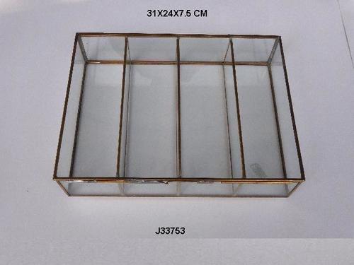 Geometric Glass And Brass Terrarium Box Size: 31 Cm