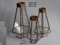 Geometric Glass and Brass Terrarium Pyramid