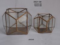 Geometric Glass and Brass Terrarium Pyramid