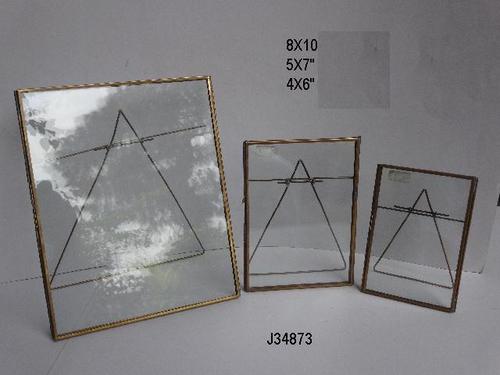 Geometric Brass & Glass Photo Frame Size: 20 Cm