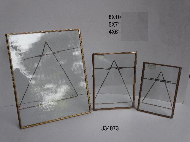 Geometric Brass  Glass Photo Frame