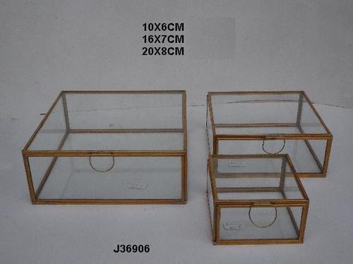 Geometric Glass And Brass Terrarium Square Shape Box Size: 20 Cm