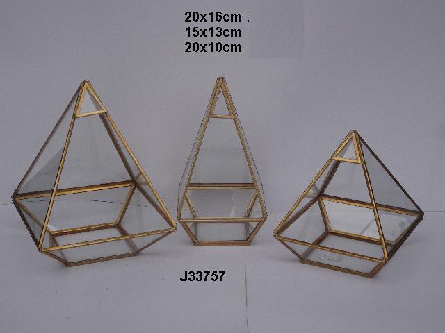 Geometric Glass and Brass Terrarium Square Shape Box