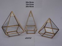 Geometric Glass and Brass Terrarium Square Shape Box