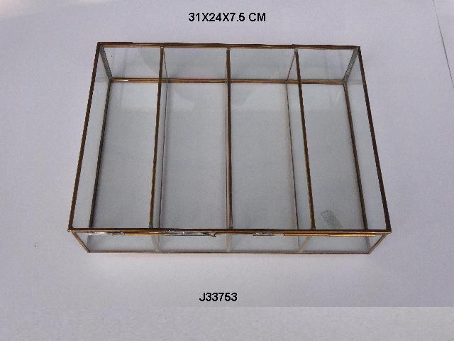 Geometric Glass and Brass Terrarium Square Shape Box