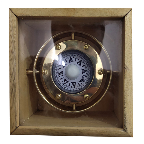 Brass Compass With Wood Box