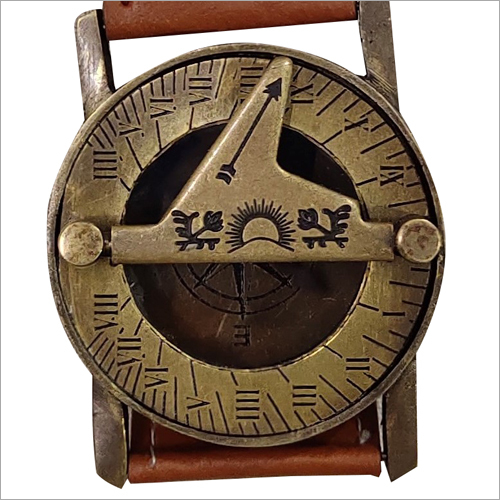 Brown Lether Hand Watch Brass Compass