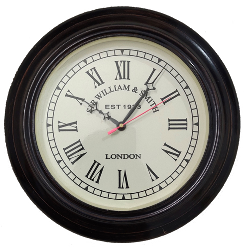 Black Wooden Base Back Vintage Wall Clock