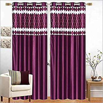 Window Long Crush With Print Patch Curtains