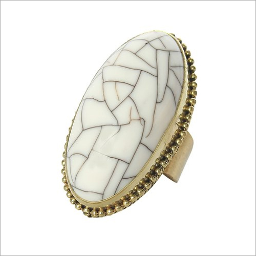 Handmade Brass And Silver Ring With Resin Stone By RAKESH TRADERS
