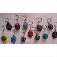 Tibetan Acrylic Bead With Handmade Stone Work Decorative Key Chain