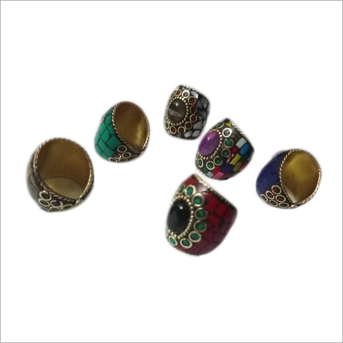 Mix Brass Finger Ring Stone Work With Onyx Stone