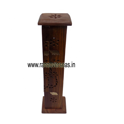 Wooden Elephant Sign Tower Shaped Agarbatti Holder