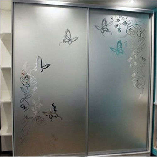 Silver Aluminum Glass Sliding Wardrobe