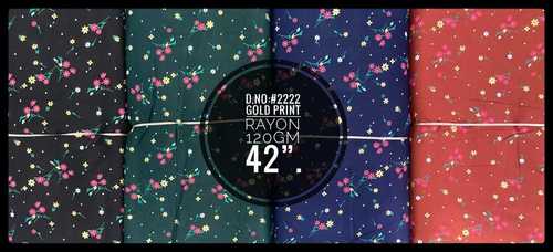 120gm Rayon Floral Gold Printed Fabric