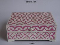 Bone and Horn Inlay Box Black  White Color