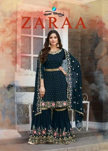 Your Choice Zaraa Georgette Designer Salwar Suit With Sharara Catalog