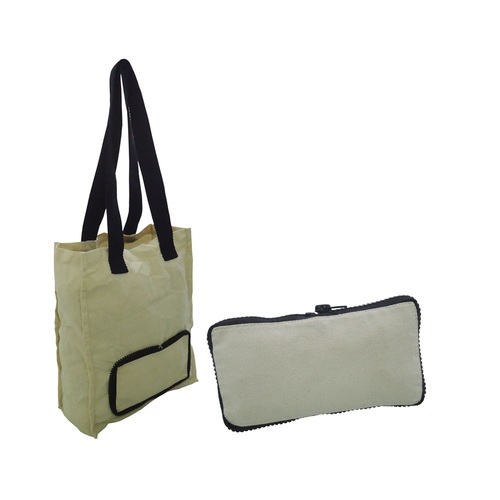 8 Oz Natural Cotton Canvas Folding Shopping Tote Bag