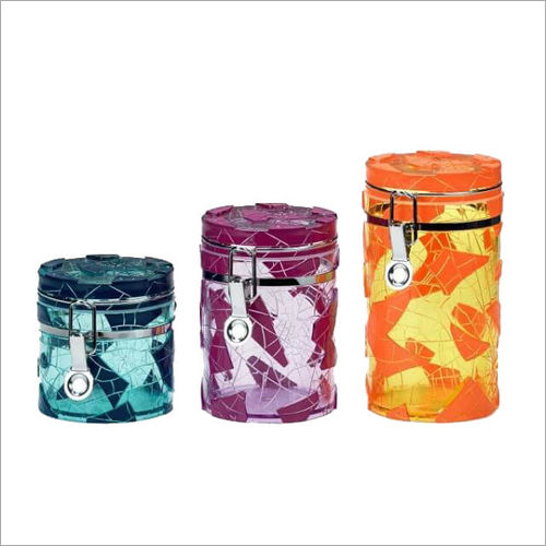 Multicolour Fancy Canister Glass Jars