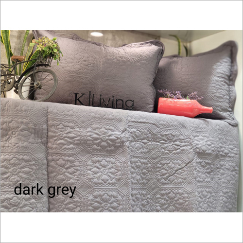 3 Piece Quilted Grey Bed Cover