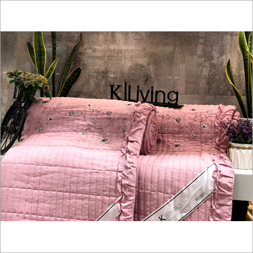 Pink Quilted Bed Cover Set