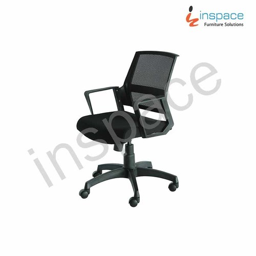 Revolving Chair - PP Backrest Frame with Mesh Upholstery, 12mm Plywood and 40 Density PU Foam Seat, Nylon Base with Castors, Tilt Mechanism with Adjustable Tension