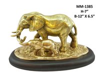 Mentioned In The Image Elephant With Child Aluminium Statue, Wooden Base, Brass Antiqueelephant With Child Aluminium Statue, Wooden Base, Brass Antique