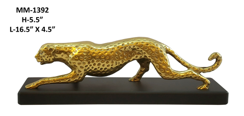 Mentioned In The Image Panther Aluminium With Wooden Base , Brass Antique