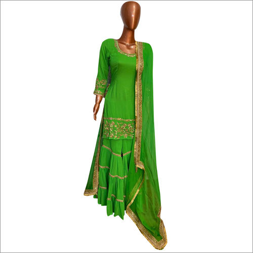 Green Ladies Party Wear Fancy Suit