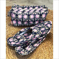 Midnight Blue And Pink Lotus Print Travel Set
