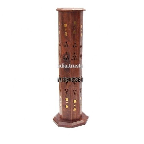 Wood Octagnol Shape Wooden Tower Incense Burner