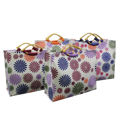 Floral Printed PP Laminated Jute Tote Bag