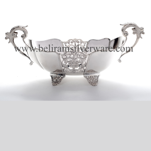 Wavy Rim Cutwork Silver Bowl Centerpiece