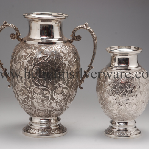 Intricately Carved Silver Flower Vase