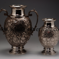 Intricately Carved Silver Flower Vase