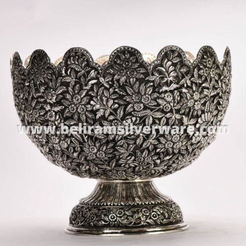 Flower Leaf Antique Silver Centerpiece/Silver Bowl