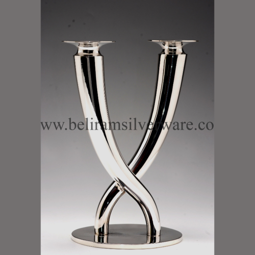 Dual Modern Silver Candle Stand