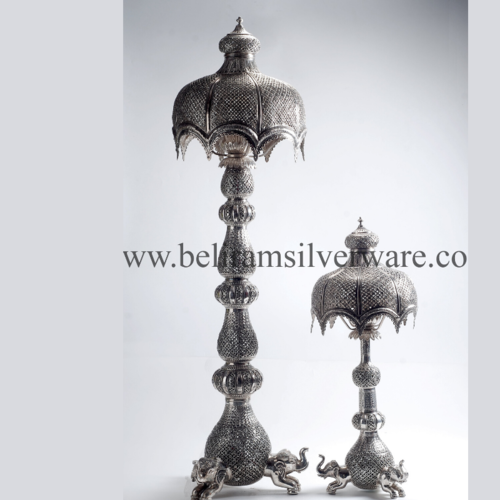 Umbrella Shape Shade Antique Silver Lamp